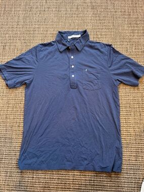 Criquet Navy Short-Sleeve Polo with Chest Pocket